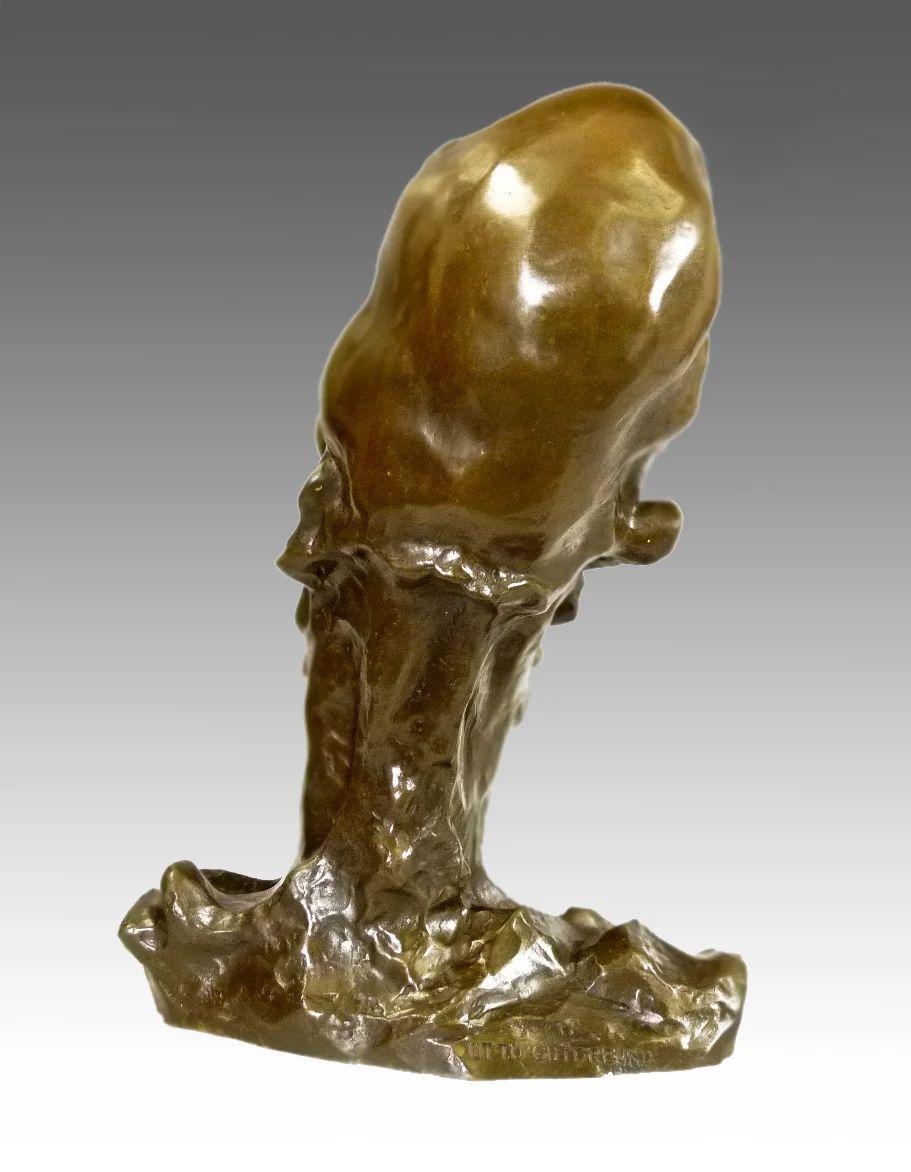 French Otto Gutfreund – Don Quijote Face – Cubism Sculpture – Signed Bronze Bust For Sale