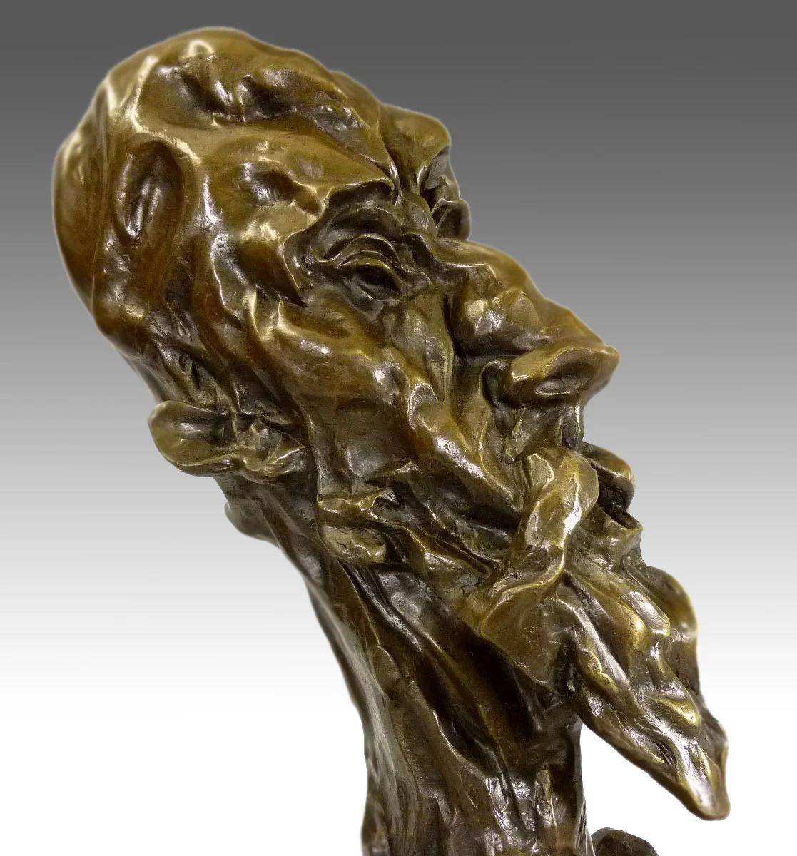20th Century Otto Gutfreund – Don Quijote Face – Cubism Sculpture – Signed Bronze Bust For Sale