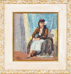 Otto Hake ha firmato il ritratto di donna modernista americana incorniciato in un dipinto a olio originale