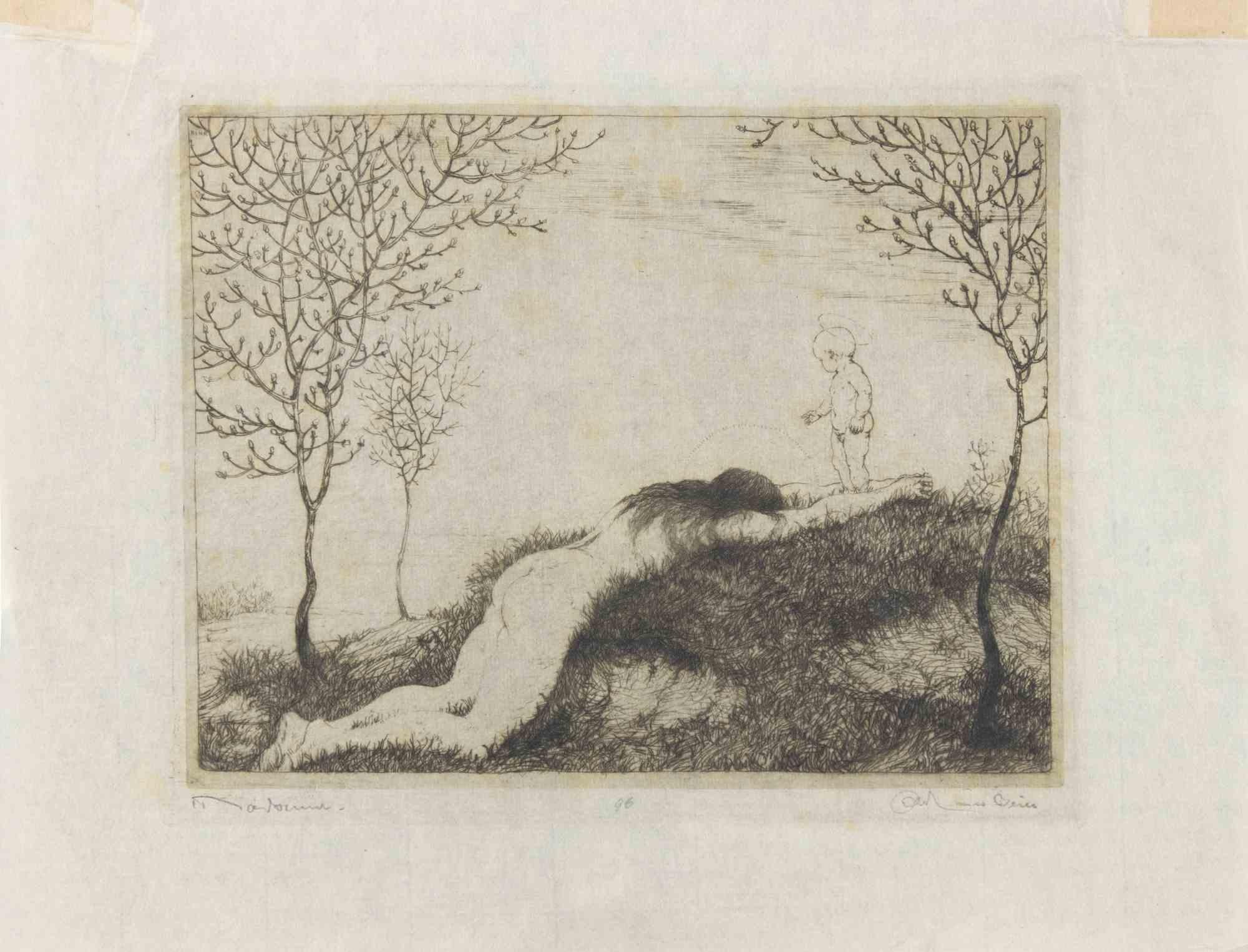 Ohne Titel – Radierung von Otto Hans Beier – frühes 20. Jahrhundert