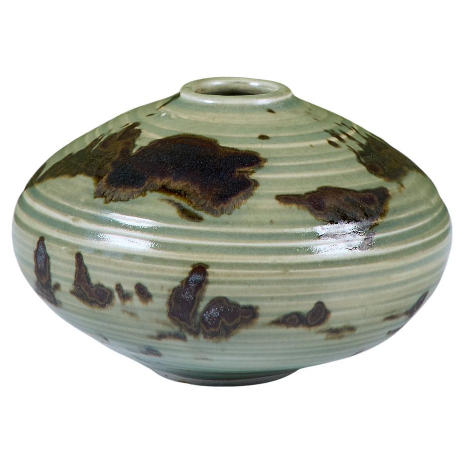 Vaso a bocciolo in ceramica smaltata verde Otto Heino