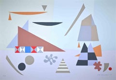 Abstrakte Komposition – Raumteilerdruck von Otto Hofmann – 1989