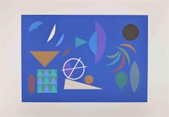 Vintage Blue Composition - Screen Print by Otto Hofmann - 1989
