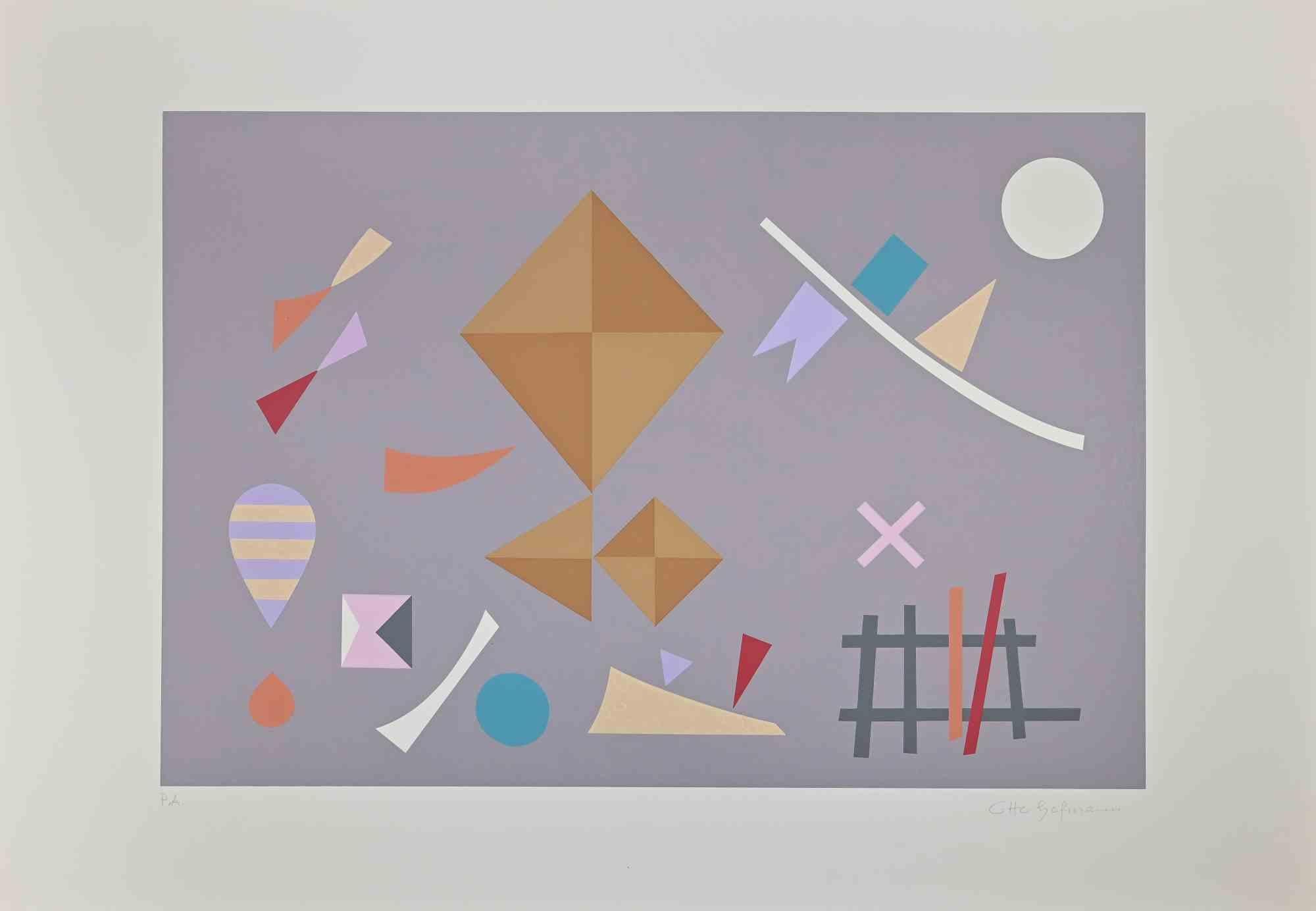Grey composition is an original contemporary artwork realized by Otto Hofmann in 1989.

Mixed colored screen print.

Hand signed on the lower right margin.

Artist's proof.

The artwork is from a potfolio edited by Edizioni Valente Arte