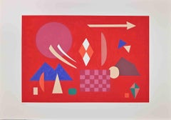 Rotrote Komposition - Siebdruck von Otto Hofmann - 1989