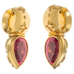 Otto Jakob 18kt Yellow Gold Raspberry Pink Tourmaline Dangle Earrings