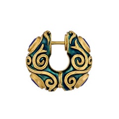 Otto Jakob Maori Sapphire Enameled Gold Earrings