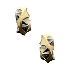 Otto Jakob Pair of 'Ninigi L' Wide Spiralled Hoop Earrings Yellow and White Gold