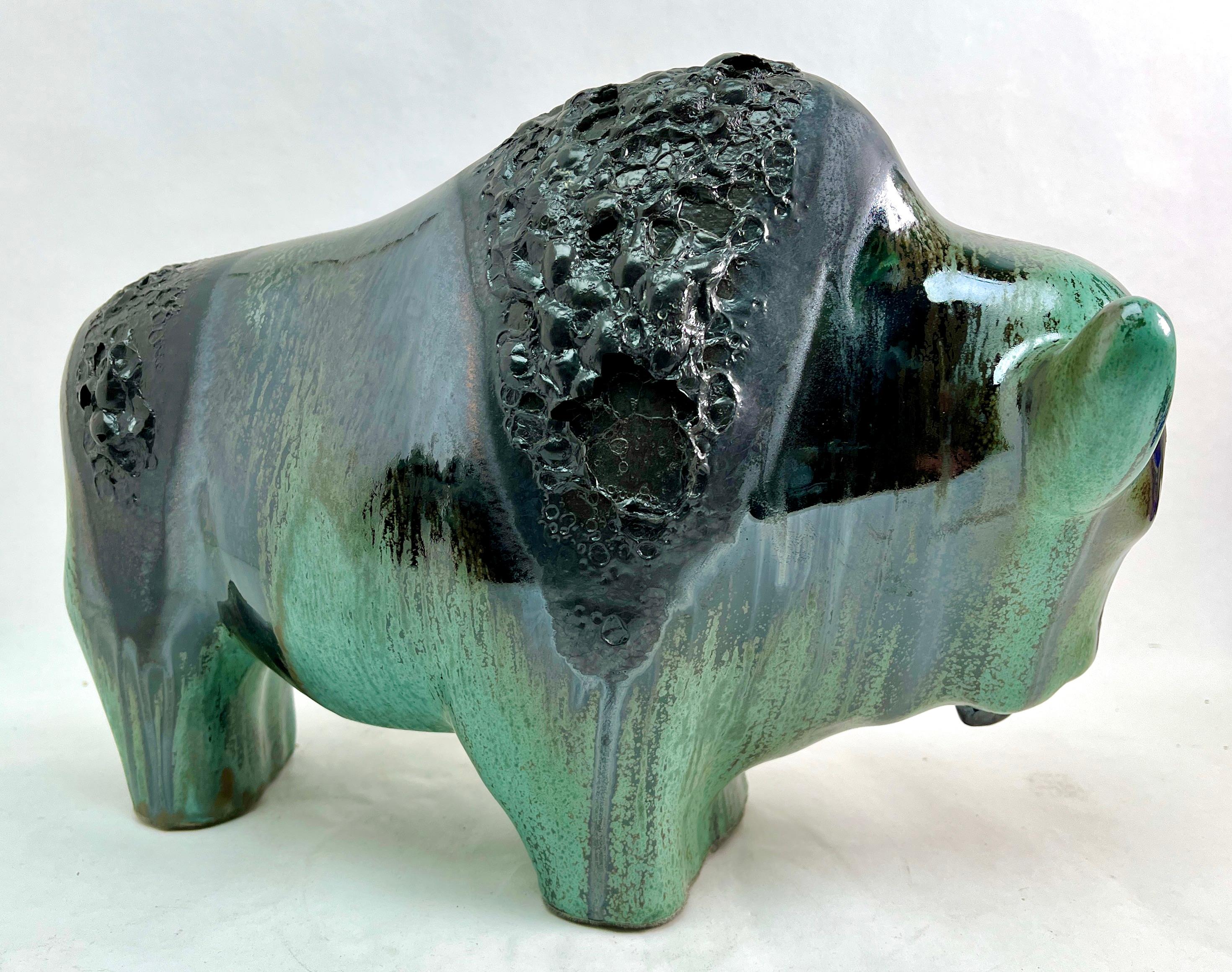 Late 20th Century Otto Keramiek Buffalo Figurine by Otto Gerharz For Sale