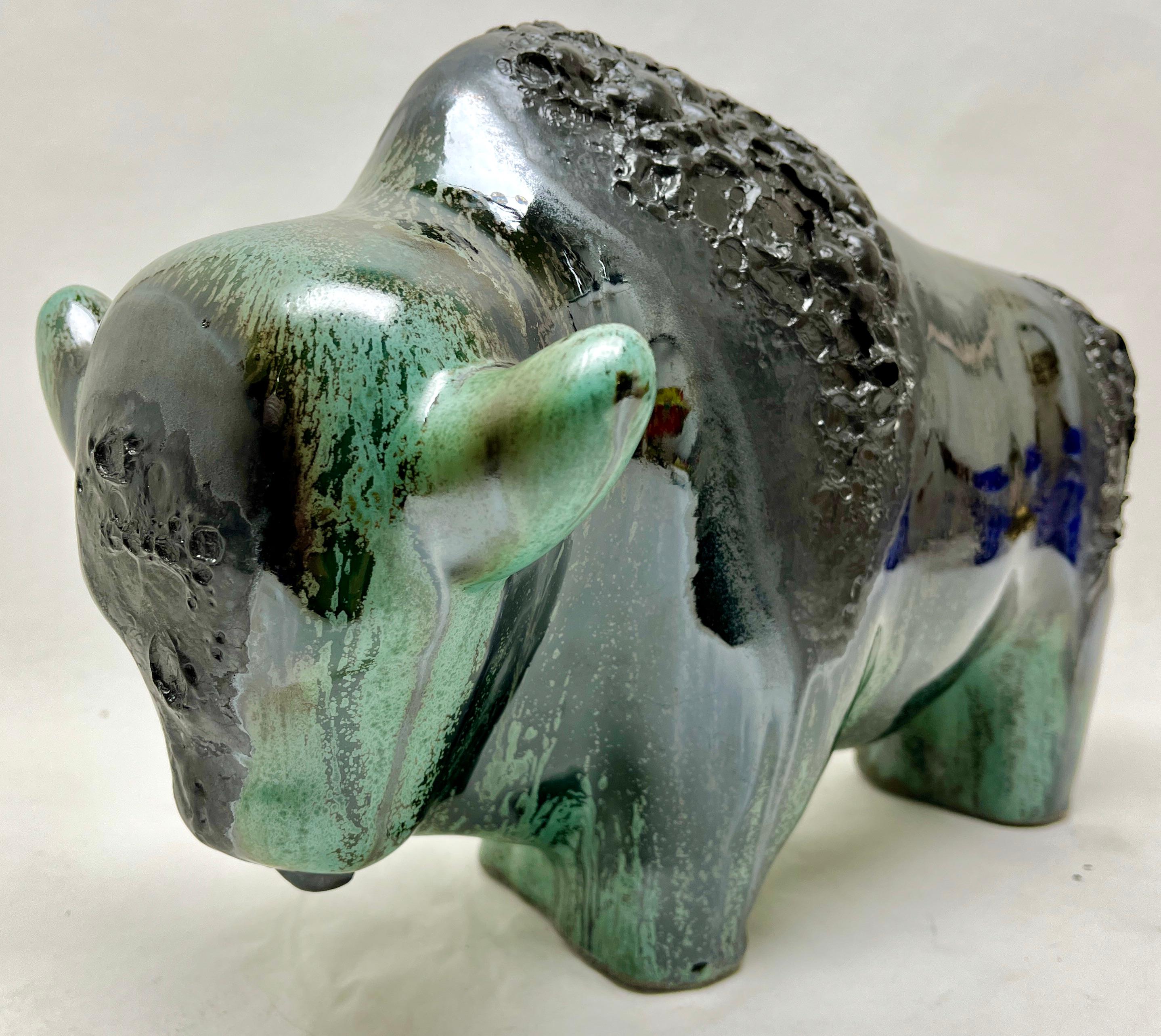 Earthenware Otto Keramiek Buffalo Figurine by Otto Gerharz For Sale