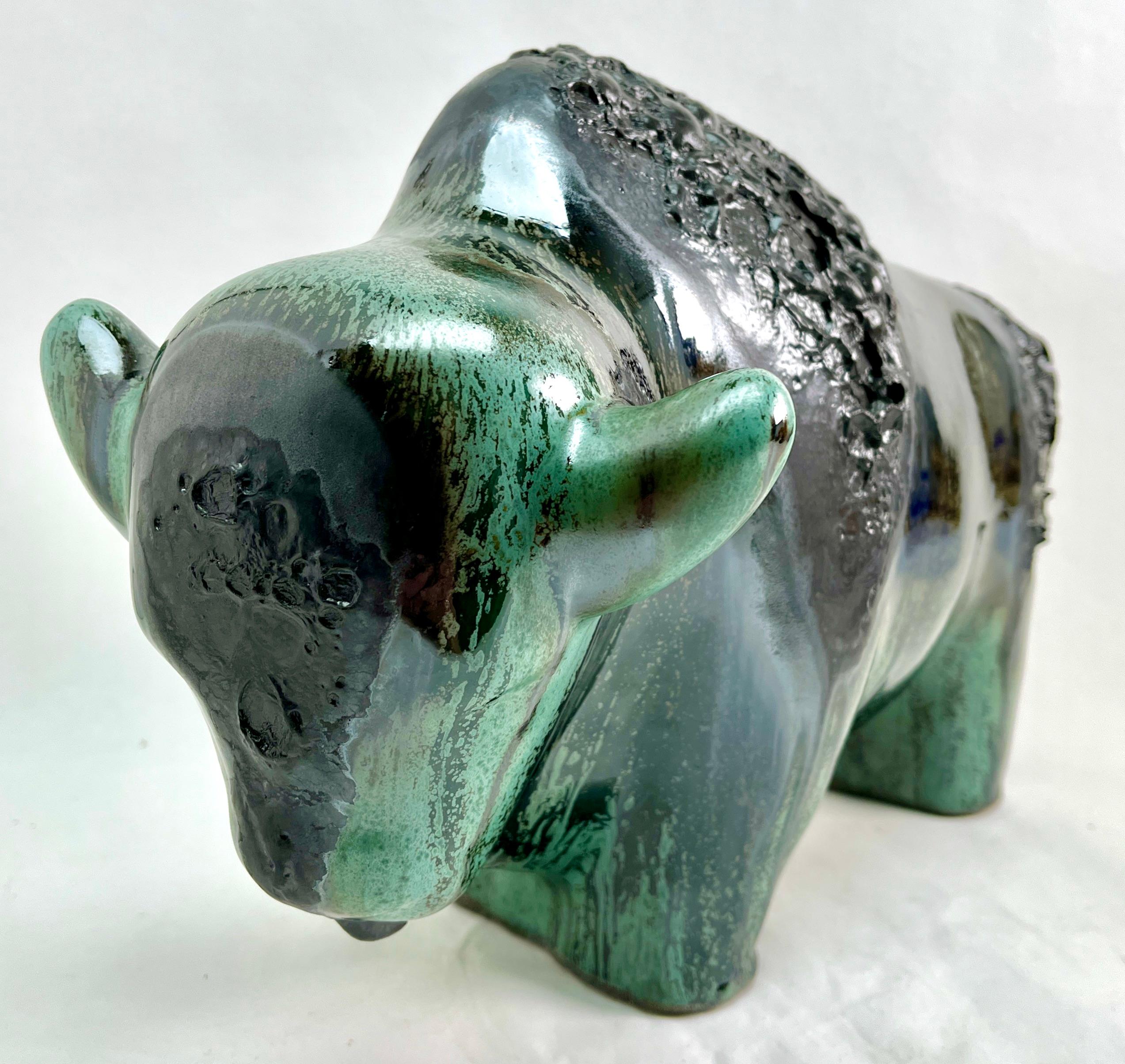 Otto Keramiek Buffalo Figurine by Otto Gerharz In Good Condition For Sale In Verviers, BE