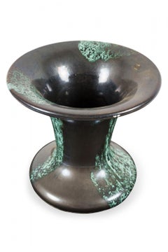 Otto Keramik West German Mid-Century Fluted Green and Gray Marble Glaze Vase