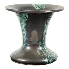 Otto Keramik West German Mid-Century Fluted Green and Gray Marble Glaze Vase