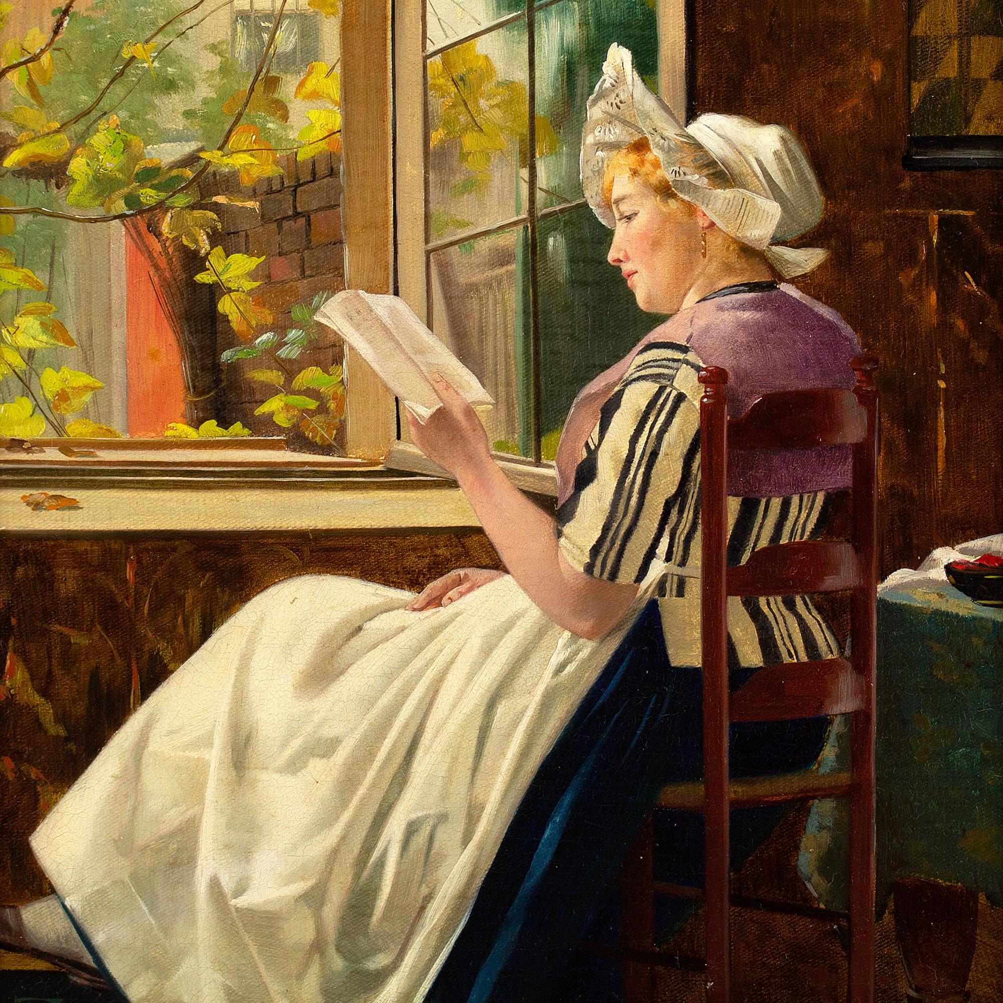 Otto Kirberg, Reading By The Window, Oil Painting 4