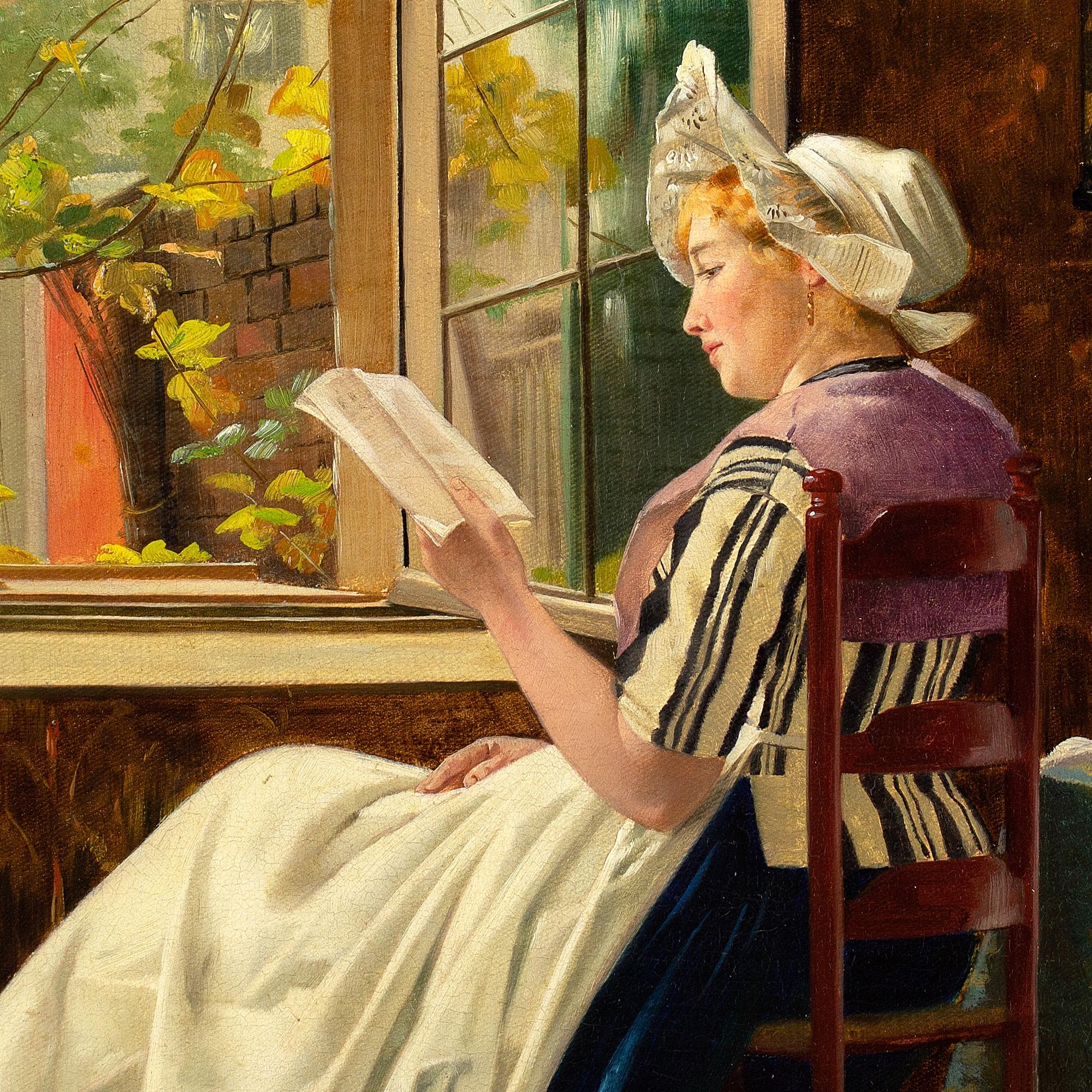 Otto Kirberg, Reading By The Window, Oil Painting 6