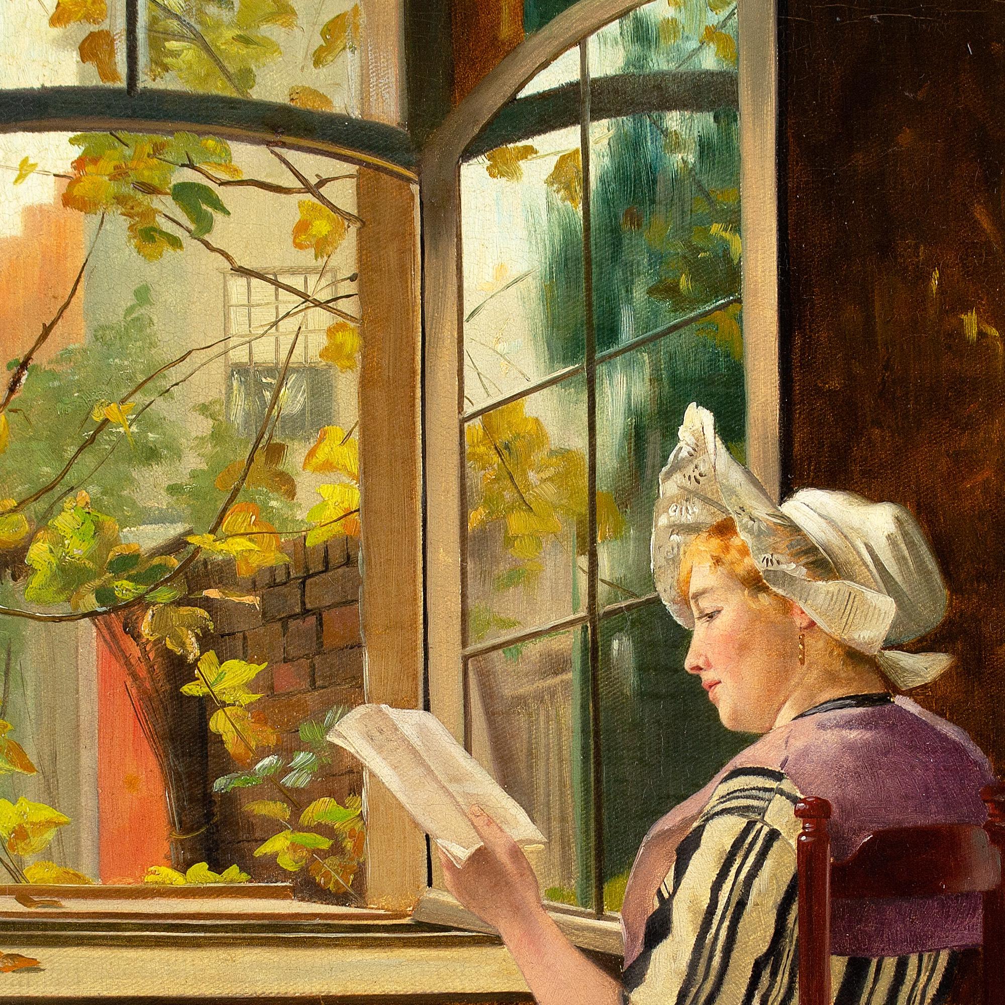 Otto Kirberg, Reading By The Window, Oil Painting 7