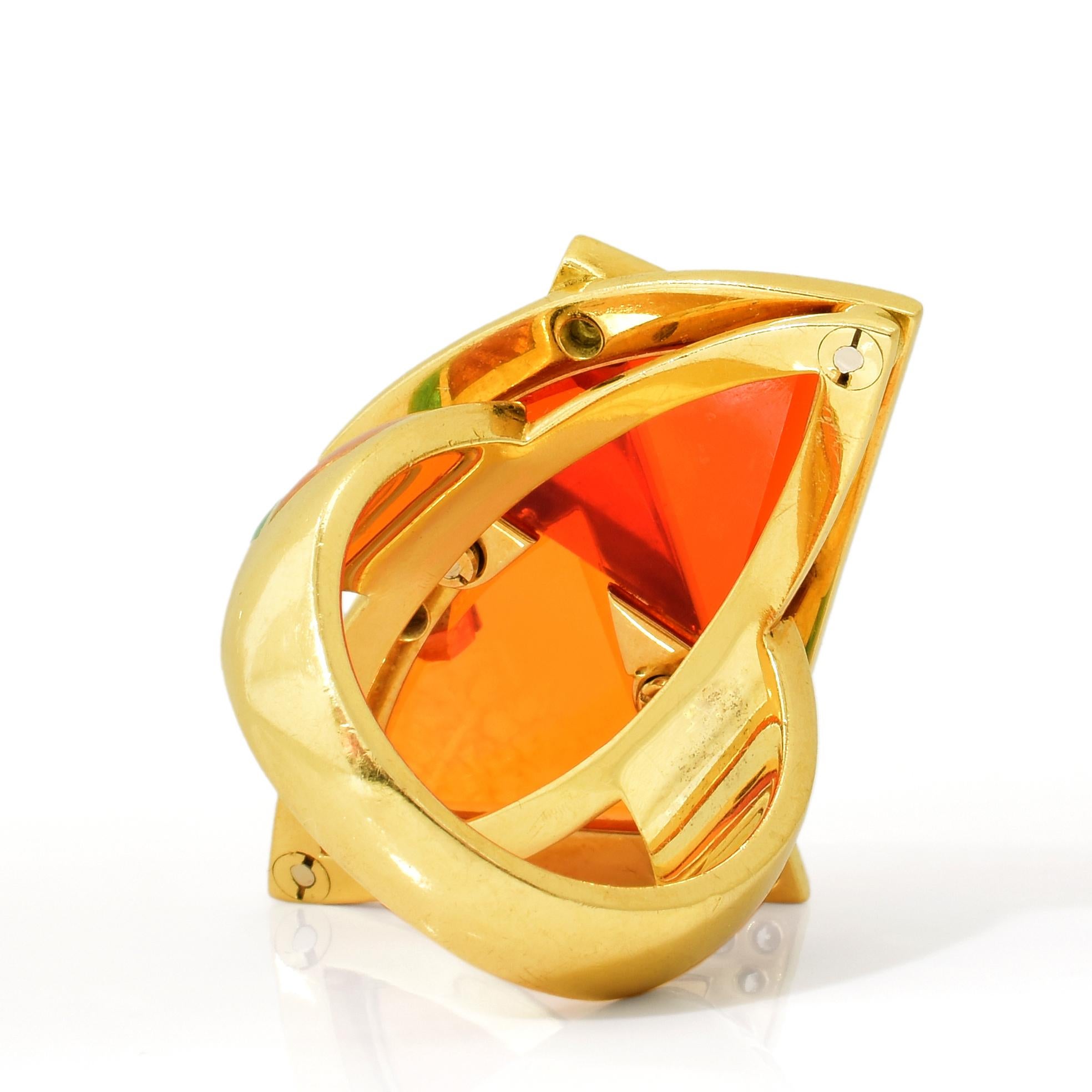 Otto Klein Fire Opal Diamond Enamel Gold Ring 1