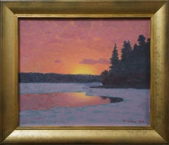 Vintage A Spring Sunset, Original Oil Painting from 1952