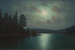 Moonlight over the Lake by Swedish Artist Otto Lindberg, Painted 1933