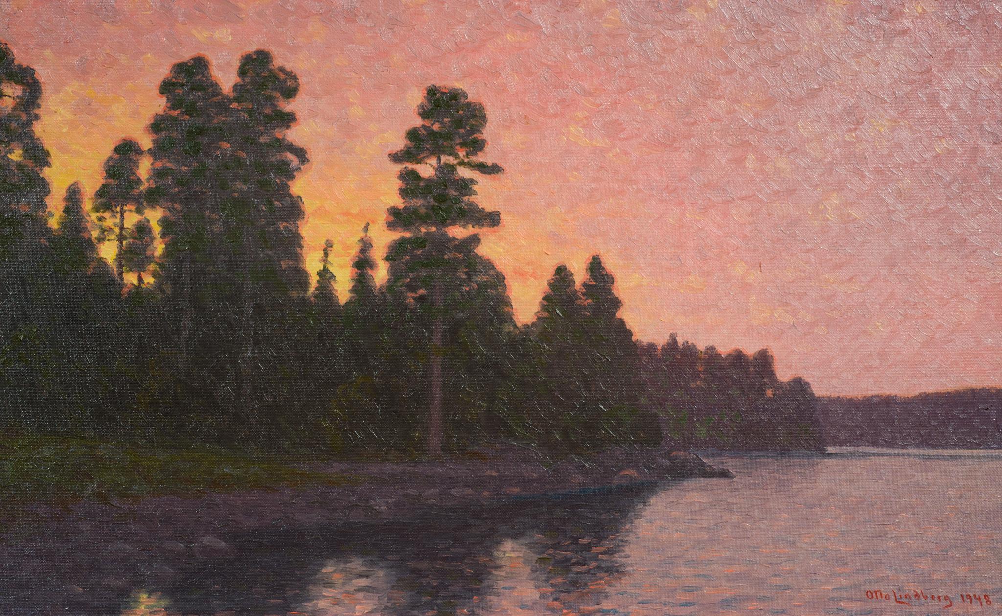 Archipelago au bureau scandinave, 1948 - Marron Landscape Painting par Otto Lindberg