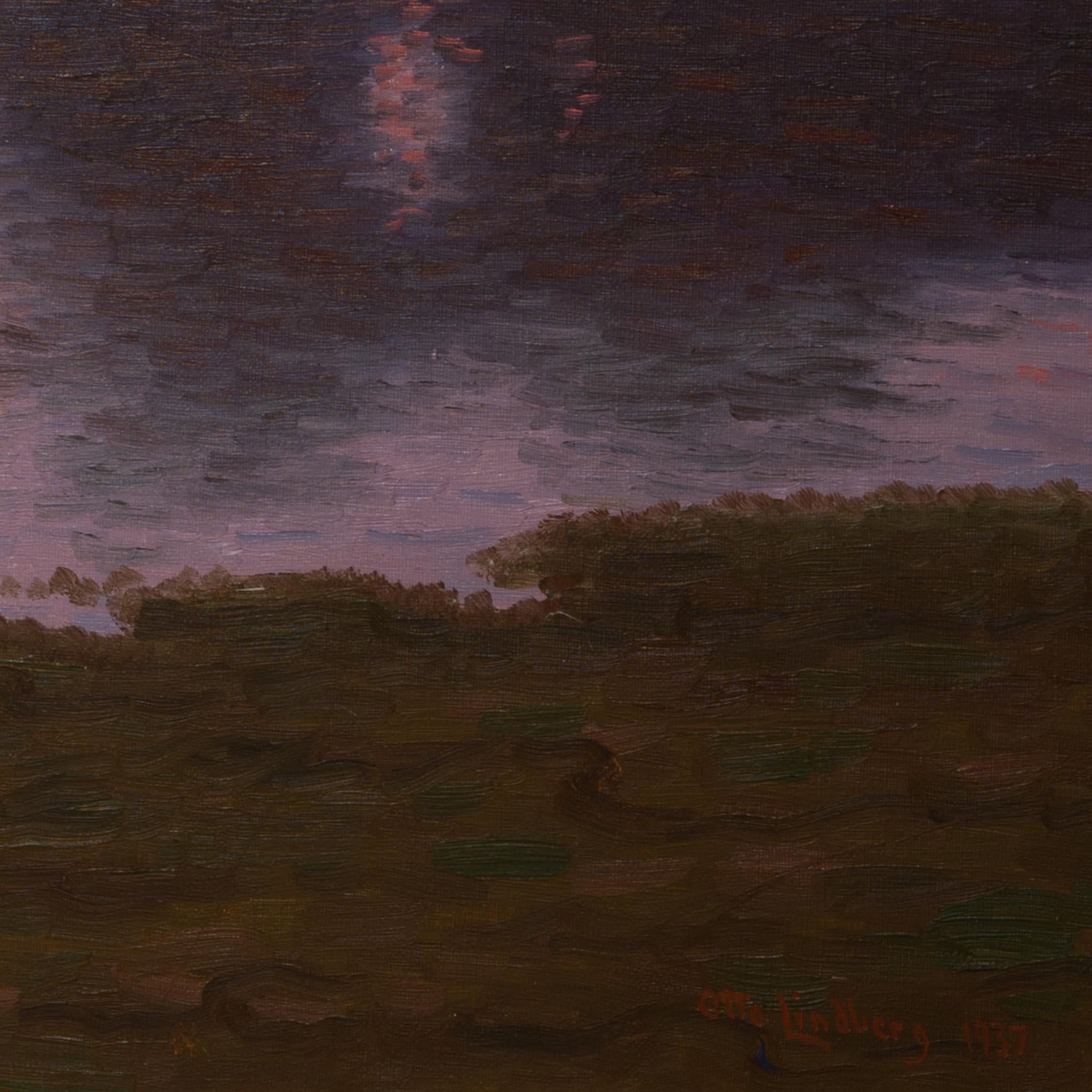 Tranquilo paisaje marino del archipiélago al atardecer (Söderhamn, Suecia) en venta 1