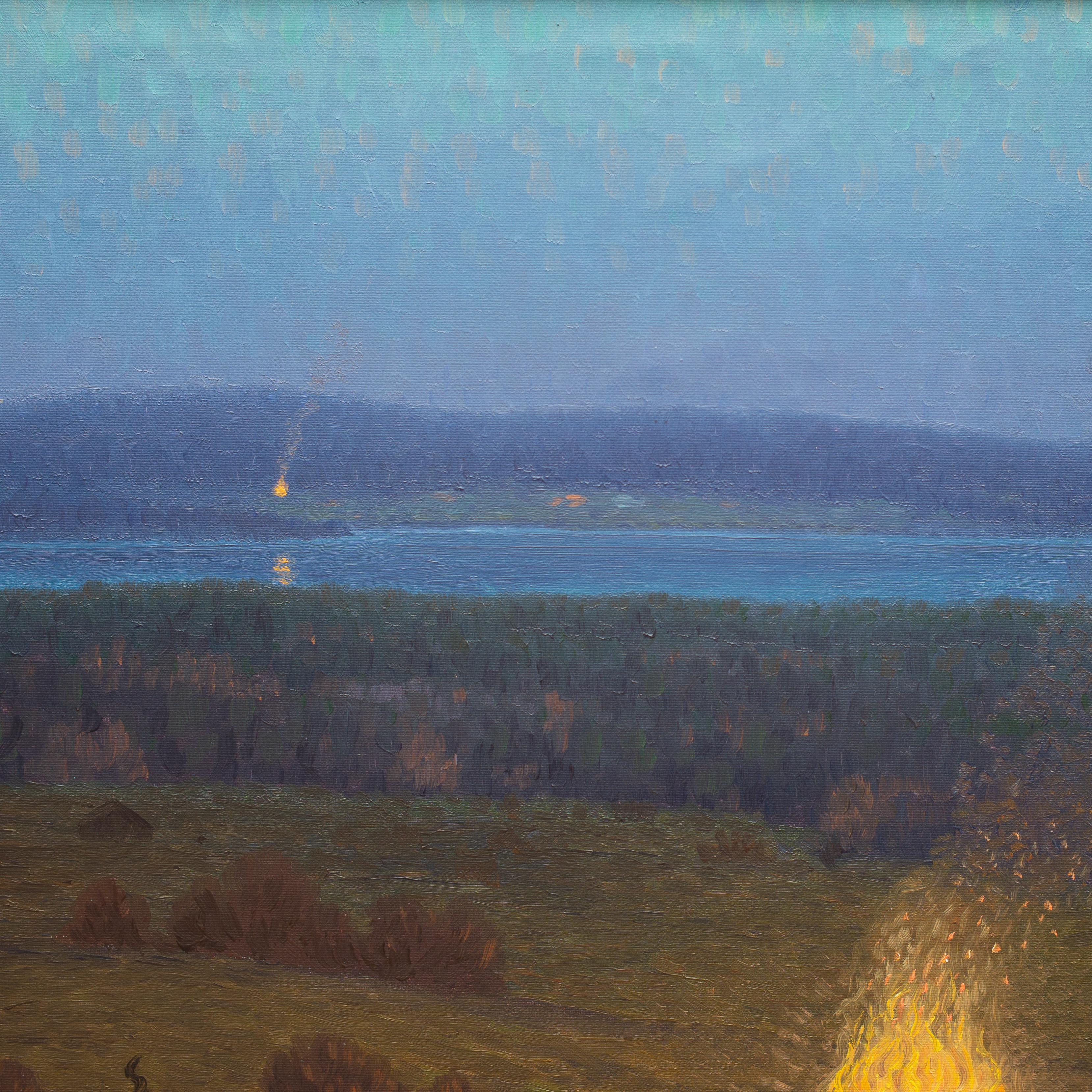 Walpurgis Night 1932 (Valborg) by Swedish Artist Otto Lindberg, Oil on Canvas 2