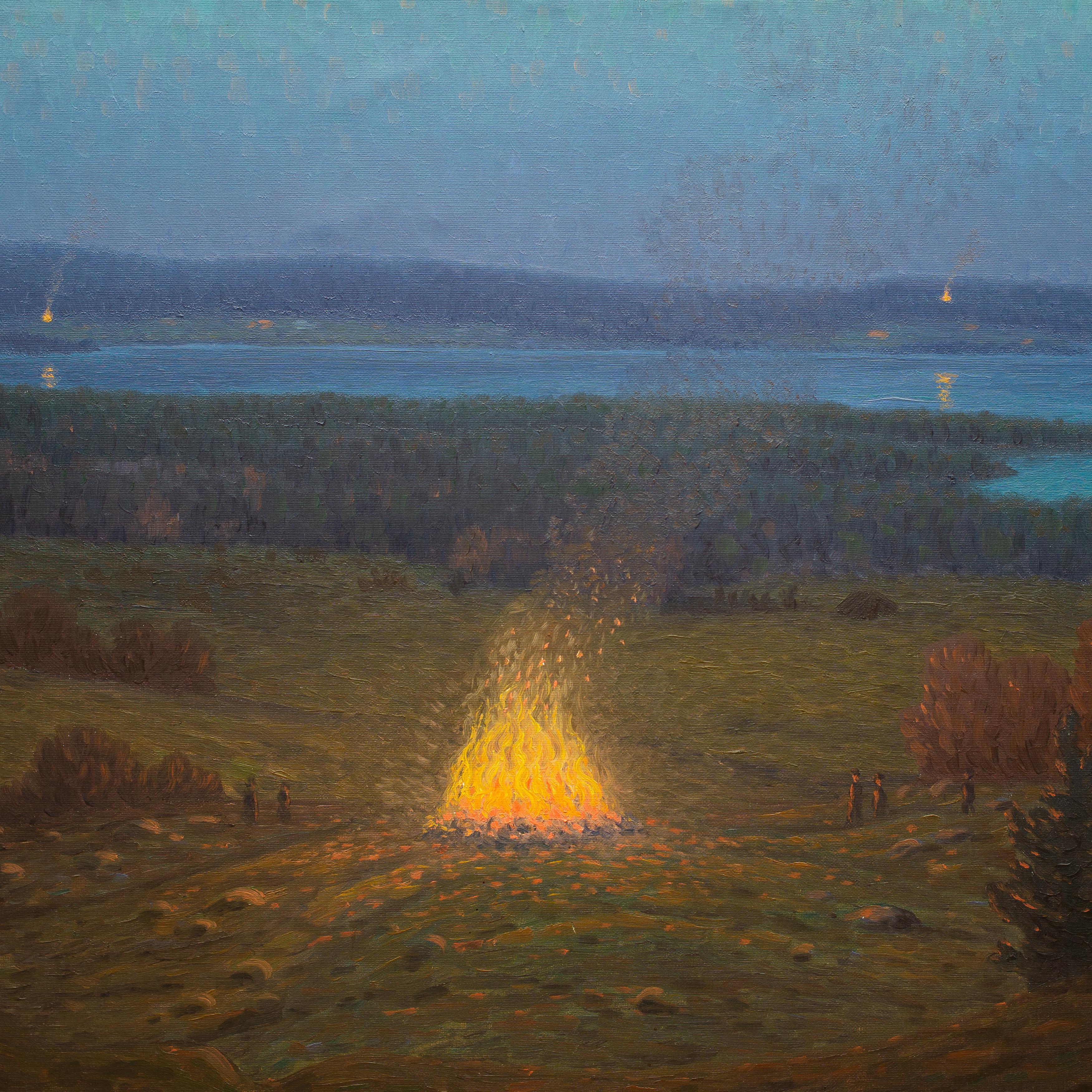 Walpurgis Night 1932 (Valborg) by Swedish Artist Otto Lindberg, Oil on Canvas 3