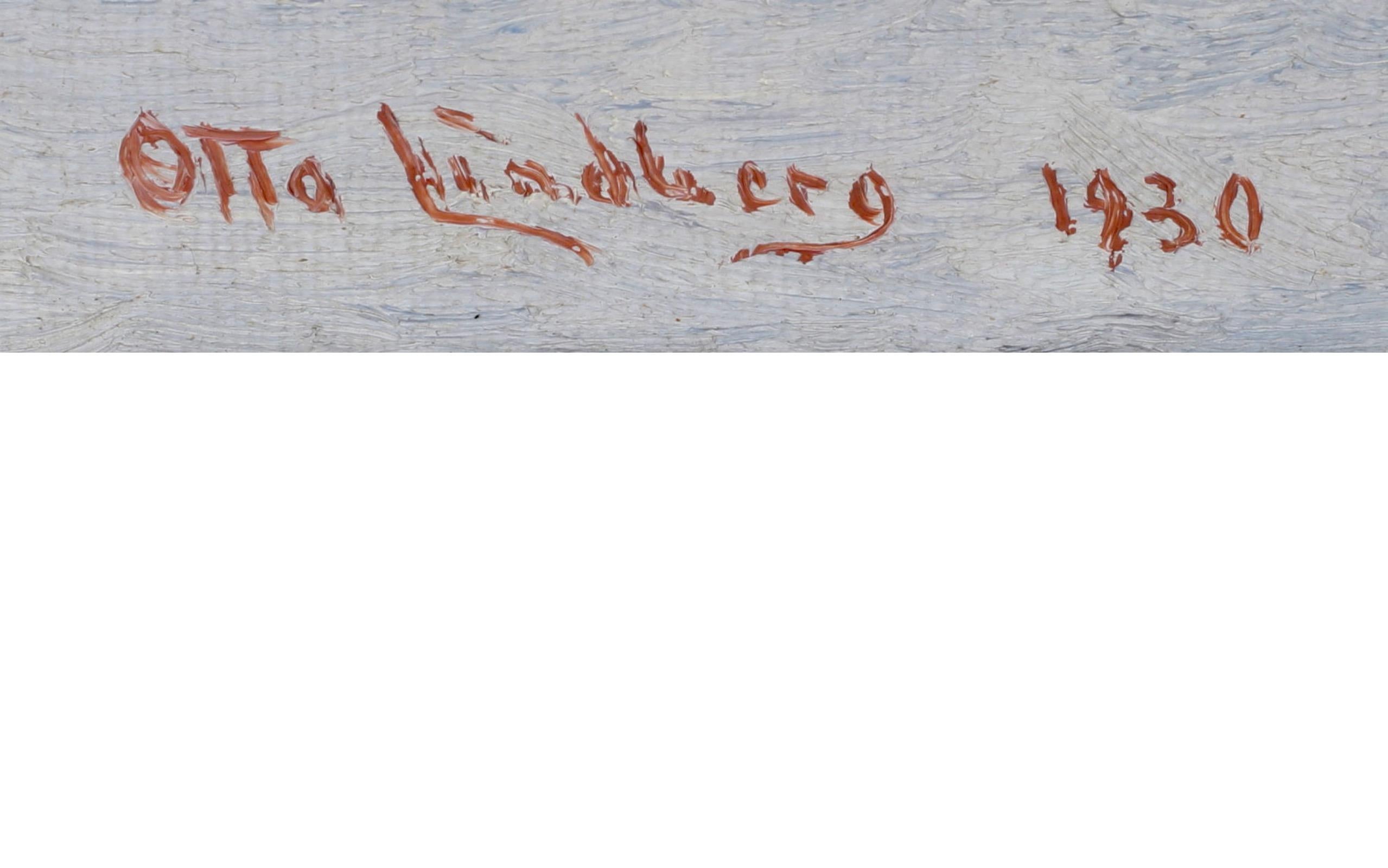 Paesaggio invernale con casetta rossa di Otto Lindberg 1930
Questo olio su tela, firmato e datato 