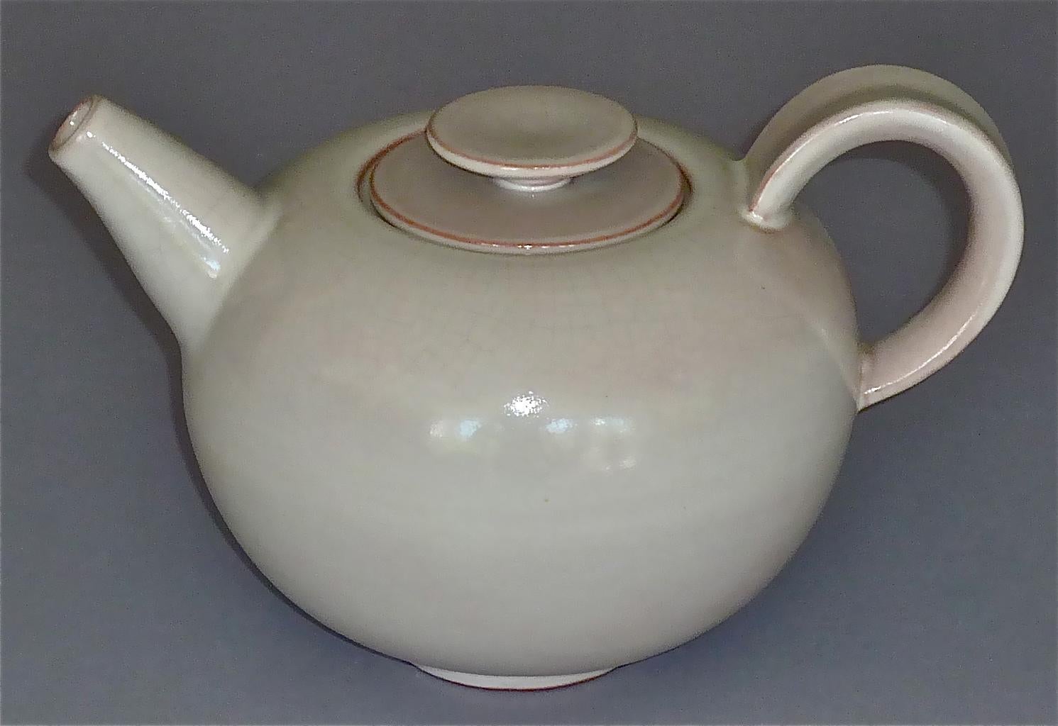 Otto Lindig Bauhaus Tea Service Karlsruhe Majolica Germany 1923 Glazed Ceramic For Sale 3