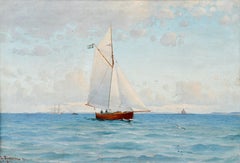 Ludvig Richarde, Small Gaff Cutter Sailing Past Böttö Lighthouse 
