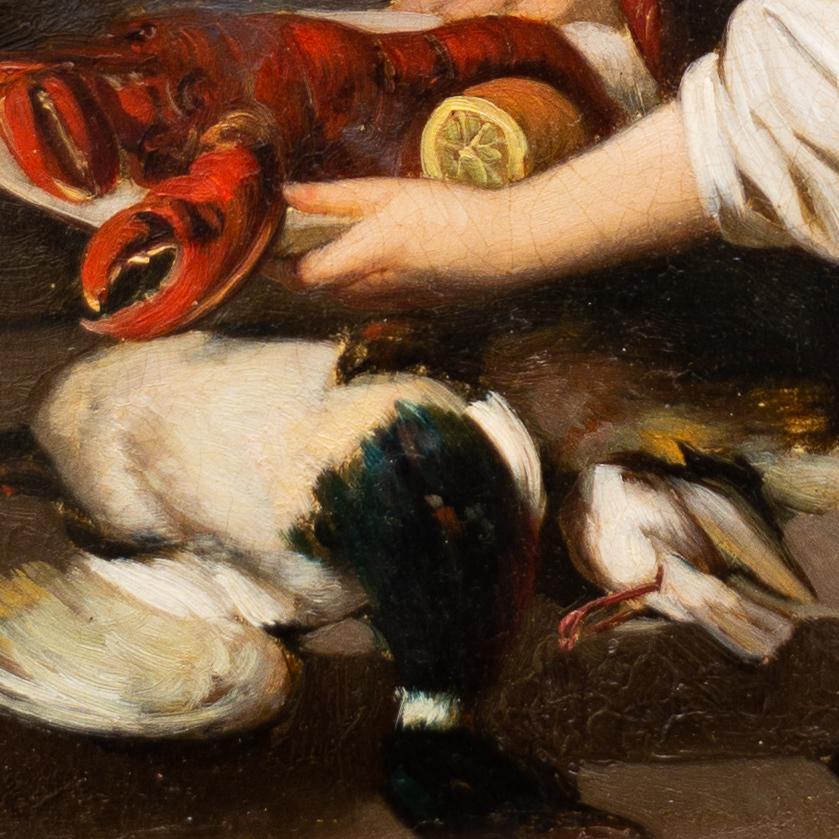 Un pezzo delicato - Donna con aragosta su un piatto e anatre di Otto Meyer, 1873 ca. 4
