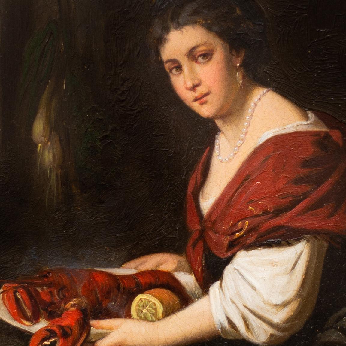 Un pezzo delicato - Donna con aragosta su un piatto e anatre di Otto Meyer, 1873 ca. 5