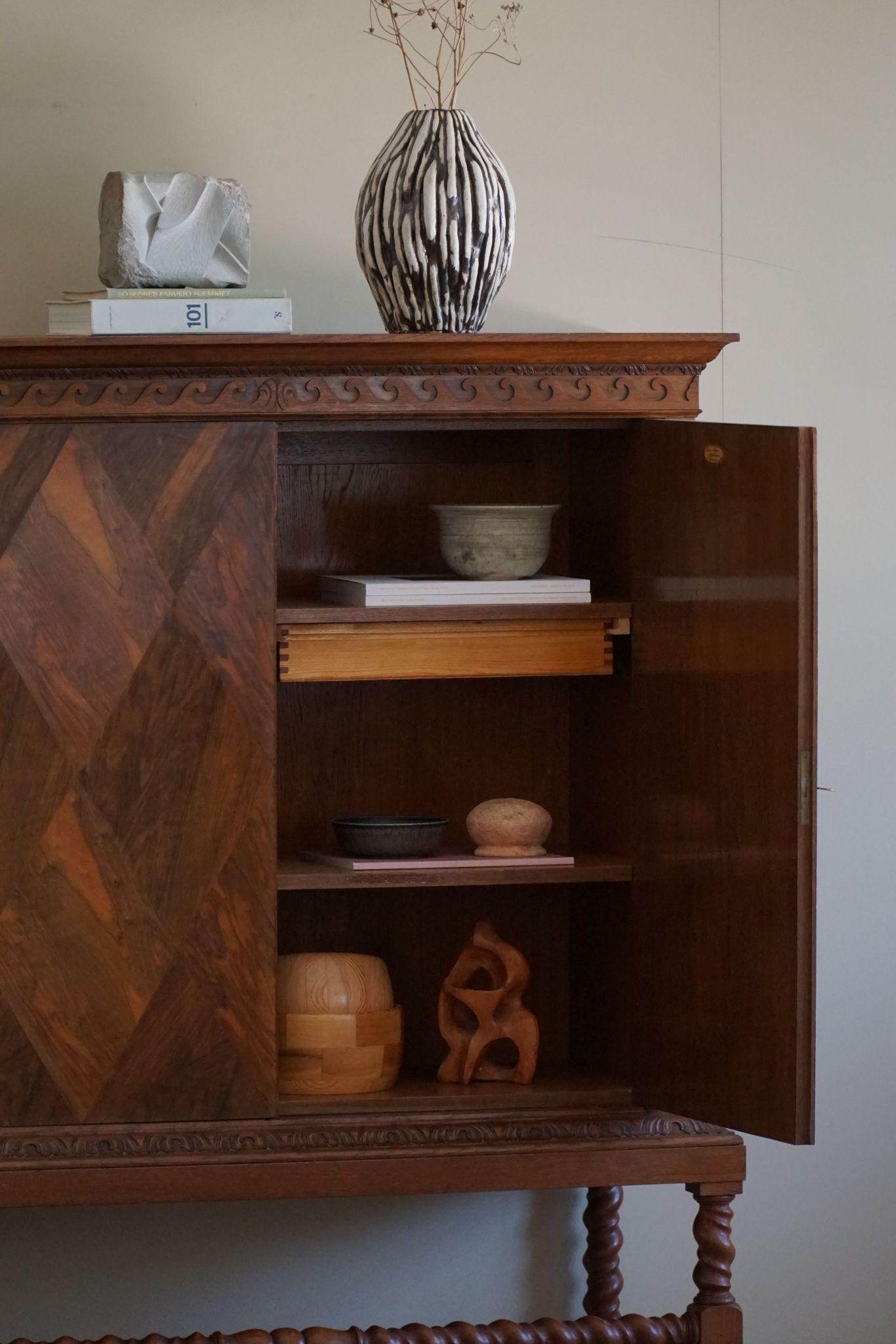 Hand-Crafted Otto Meyer, Harlequin Cabinet in Nutwood, Danish Modern, Made in 1926