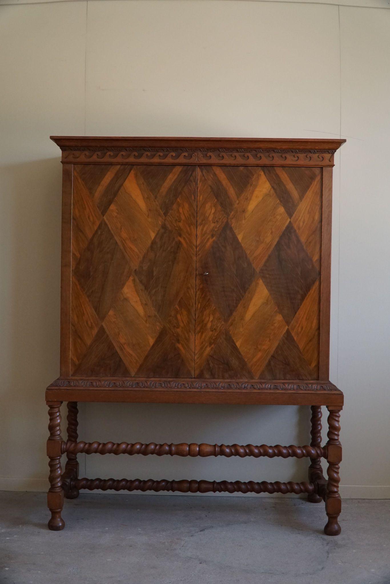 Otto Meyer, Harlequin Cabinet in Nutwood, Danish Modern, Made in 1926 In Good Condition In Odense, DK