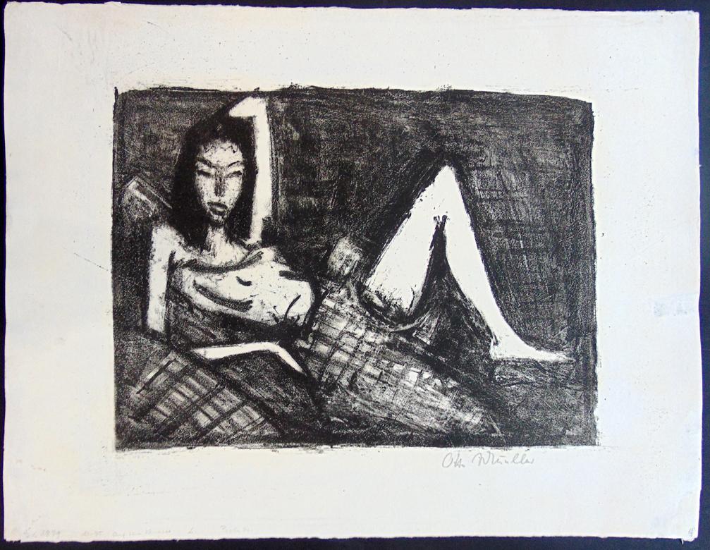 Chica en el sofá  Mädchen auf dem Kanapee - Expresionismo alemán - Print de Otto Mueller