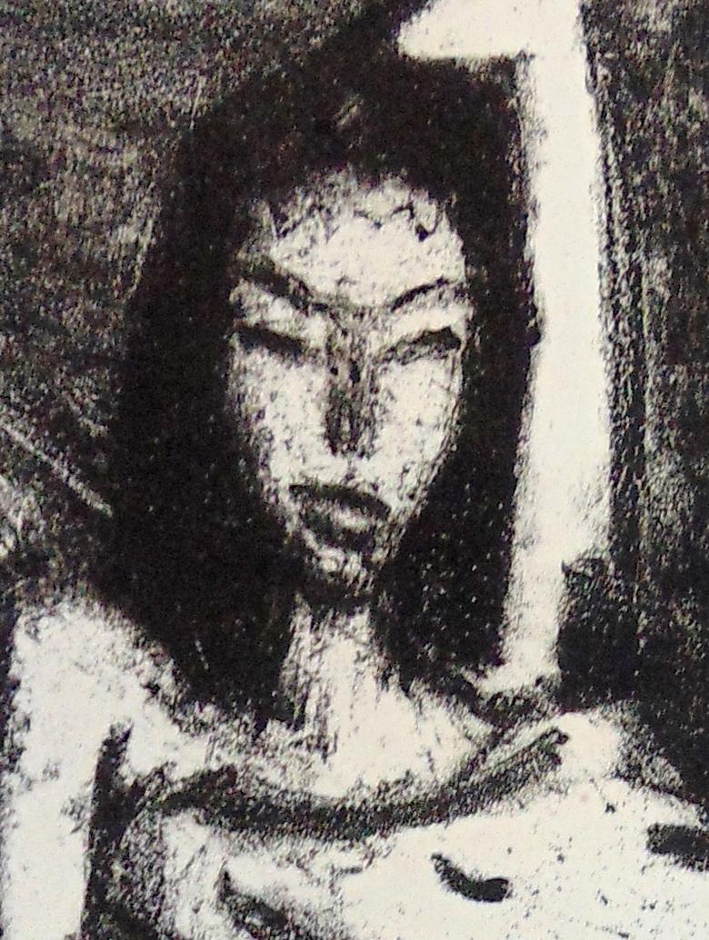 Chica en el sofá  Mädchen auf dem Kanapee - Expresionismo alemán - Nude Print Negro de Otto Mueller