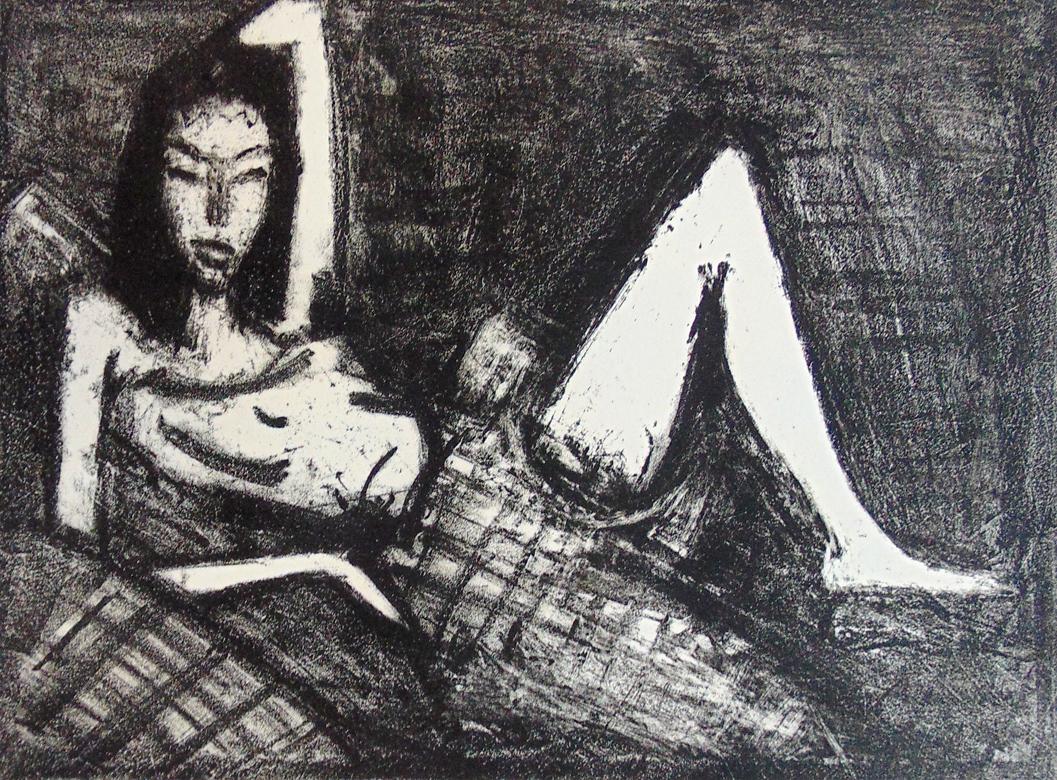 Nude Print de Otto Mueller - Chica en el sofá  Mädchen auf dem Kanapee - Expresionismo alemán