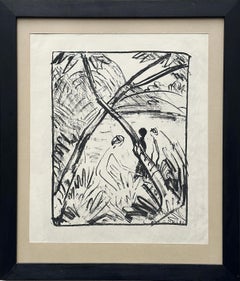 Otto Mueller "Drei Figuren Und Gekreutzte Stämme 1916" Lithograph Expressionist