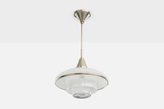 Otto Müller, Pendant Light, Nickel, Glass, Germany, 1930s