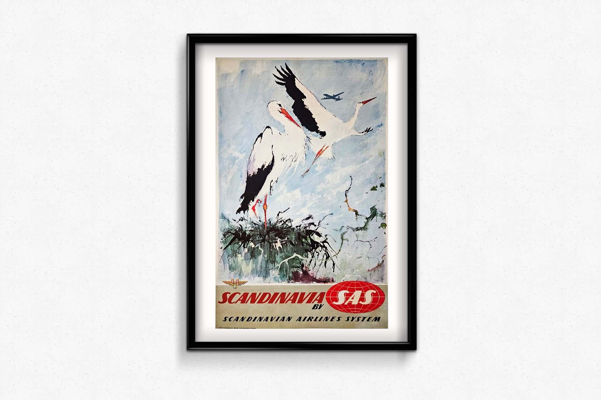 Original poster by Otto Nielsen for SAS (Scandinavian Airlines System)
Otto Nielsen (1916-2000) was an accomplished painter who devoted much of his career to studying the people and animals of different regions. He illustrated numerous travel books