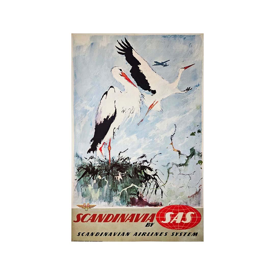 1958 Original poster by Otto Nielsen for SAS (Scandinavian Airlines System) For Sale 2