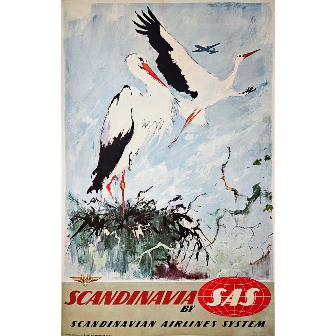 1958 Original poster by Otto Nielsen for SAS (Scandinavian Airlines System)
