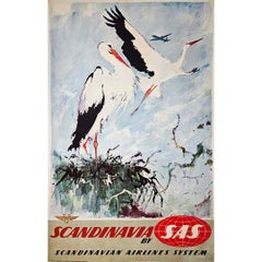 Vintage 1958 Original poster by Otto Nielsen for SAS (Scandinavian Airlines System)