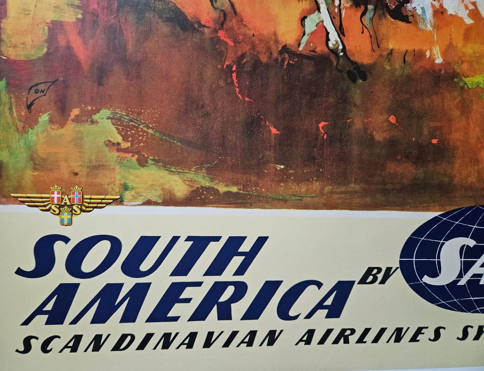 1958 Original poster by Otto Nielsen for SAS to South America For Sale 1