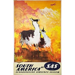 Vintage 1958 Original poster by Otto Nielsen for SAS to South America