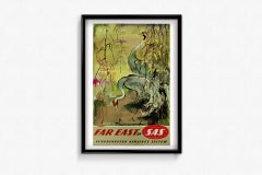 Circa 1950 original poster by Otto Nielsen Scandinavian Airlines System Far East