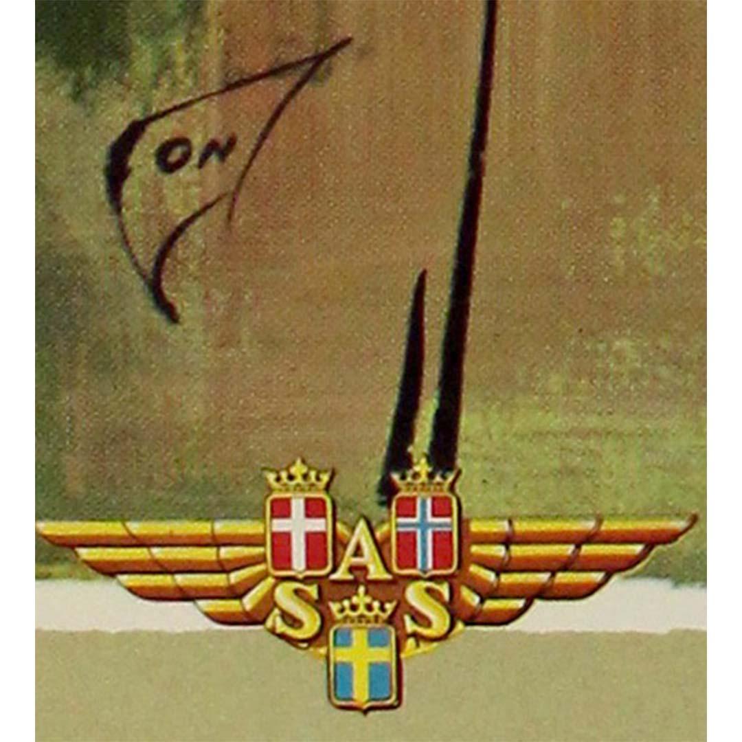 Circa 1950 original poster by Otto Nielsen Scandinavian Airlines System Far East For Sale 2