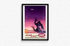 Circa 1950 Original travel poster Near East SAS Scandinavian Airlines System