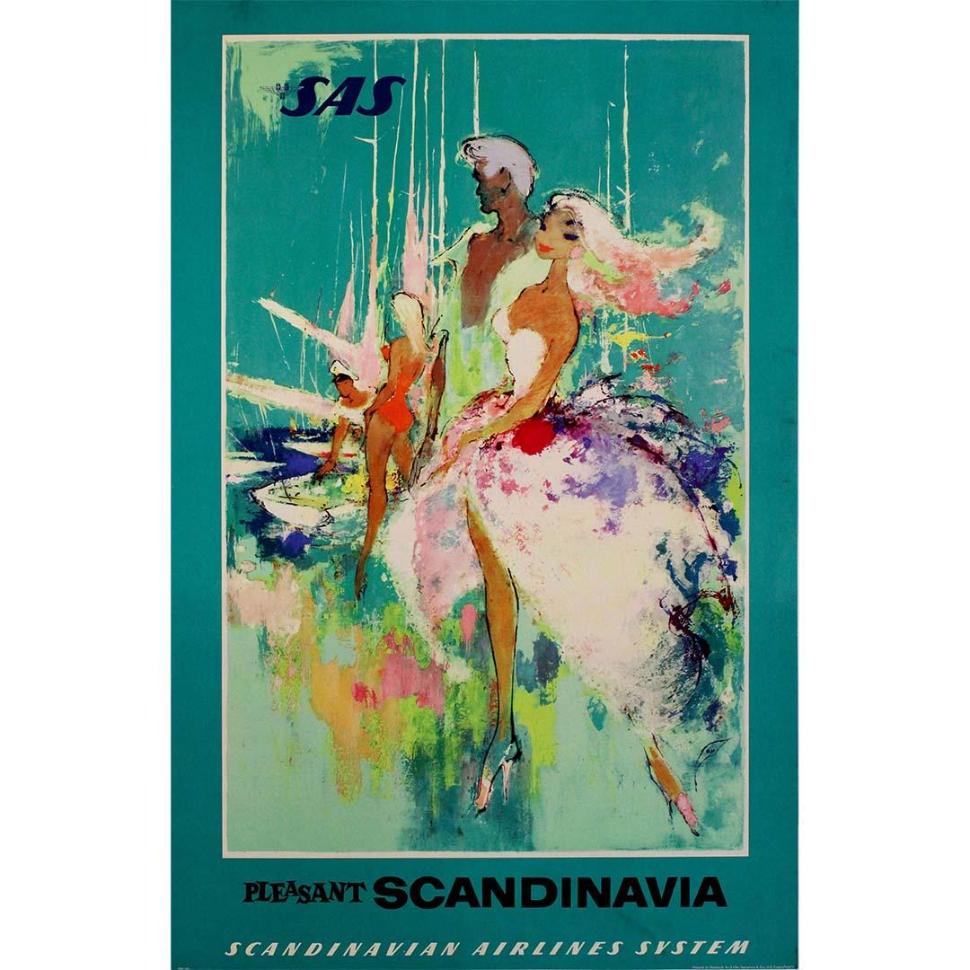 Circa 1960 original poster by Nielsen Otto for SAS - Print by Otto Nielsen