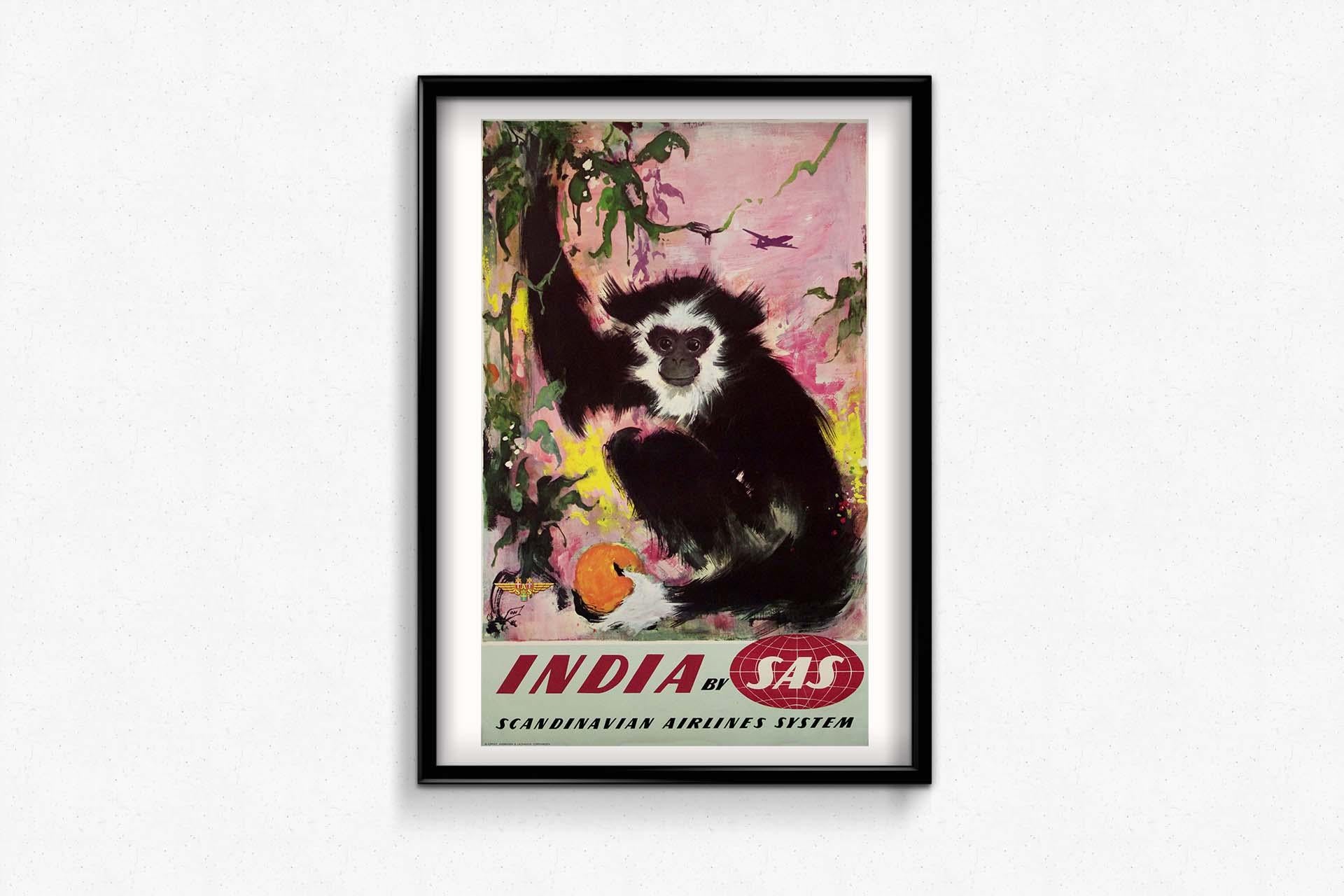 Original travel poster by Otto Nielsen for SAS to India For Sale 1